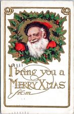 c1900s Post Card. Santa, I Bring You A Merry Xmas. Posted 1919.  picture