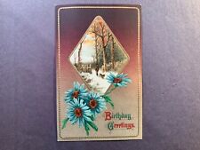 1913 Birthday Postcard. Chrome Embossed. .01 Parcel Post Stamp. picture