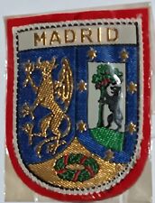 Vintage Madrid Spain Espana Coat of Arms Crest Souvenir Red Felt Woven Patch New picture