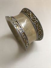 Acrylic Light Gold Silver Painted Scroll NAPKIN RING 1.5” d 1” tall New picture