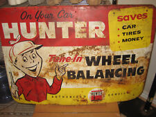 VTG HUNTER TUNE-IN WHEEL BALANCING AUTH. SERVICE CENTER PAINTED METAL SIGN 39x27 picture