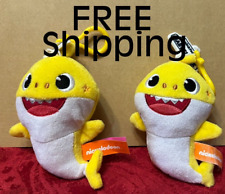 Lot of 2 (Plus) ~ Yellow Baby Shark Nickelodeon Plush with Zipper Pocket ( 5