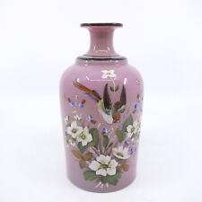 19c French Pink Opaline Scent Bottle Enamel Painted Bristol Harrach HAIRLINE picture