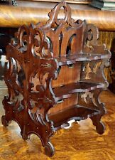 Antique, 1800's, Victorian Carved Wood Stereo View Card Holder 3 Tier picture