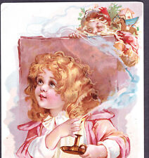 Santa 1890's Lovely BIG Lion Coffee Victorian Christmas Woolson Spice Trade Card picture