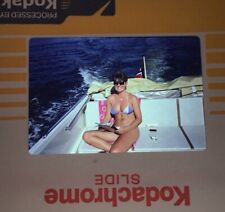Hot Unidentified Girl In Bikini On A Boat Norway Kodak Slide  #89 picture