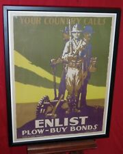 WWI Poster - Enlist Plow Buy Bonds Hamilton Press Lloyd Myers Albert Frank picture