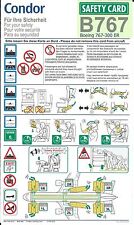 Safety Card - Condor - B767 300 ER - c2007 (S2927) picture