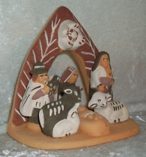 Peruvian Quinua Folk Art Pottery Sculpted Christmas Nativity Diorama Figurine picture