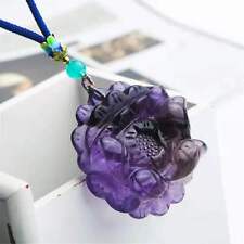 Woman Necklace Fashion Purple Natural Amethyst Crystal Carves Pendant AAAA picture
