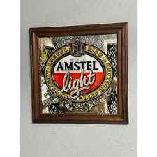 Imported Amstel Light Mirror Sign, Square Wood frame, Vintage picture