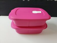 Tupperware Crystalwave Microwave Rectangular Divided Dish Container Pink Set 2 picture