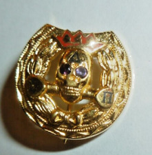 Vintage Delta Sigma Pi Gold Tone Skull Badge Pin Lapel picture