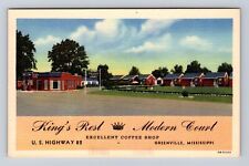 Greenville MS-Mississippi, King's Rest Modern Court Advertising Vintage Postcard picture