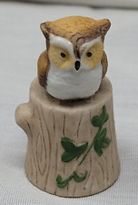 Vintage Owl Thimble Miniature Size - Enesco Taiwan-Label picture
