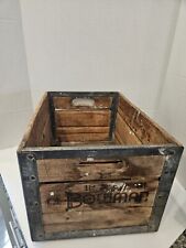 Vintage 1961 Bowman Wooden Milk Crate With Metal Base And Frame Chicago Dairy  picture