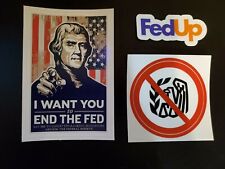 End The FED Jefferson Anti Deep State Fair Tax Political Bumper sticker LOT OF 3 picture