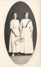 VINTAGE RPPC POSTCARD TWO WOMEN IN WHITE IDELLA TVENGE DECORAH IA 100923 S picture
