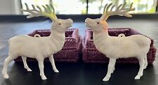x2 Vintage Deer Ornaments with x2 Handmade Knitted Boxes picture