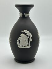 VTG HTF Black Wedgwood Wedgewood Basalt Jasperware Vase Greek Images 4.5 inch picture