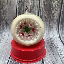 Vintage Mercury Glass Indented &  Satin Pearl White Christmas Ornament picture