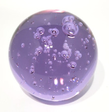 Lavender Purple Bubbles Paperweight Art Glass Orb Sphere Large 5