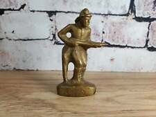 Old Solid Brass Fireman Firefighter REX Paperweight Miniature Statue picture