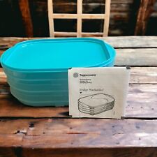 Tupperware Fridge Stackable Sheer Container #2576 with Teal Lid Set of 3 New picture