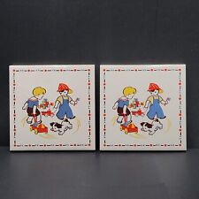 Vintage Ceramic Tile Boys Toys Puppy Dog 6