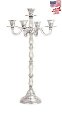 5 Holder Silver Aluminum Candelabra Indoor Fits Table Top Mantel 10 X 10 X 23 In picture