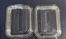 2 Vintage PYREX 501-C   Ribbed Glass Refrigerator Dish LIDS ONLY~ Replacements picture