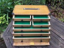 Vintage Moore & Wright  Wooden Oak Engineers Toolbox / Tool Chest / Cabinet picture