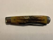 VINTAGE KA-BAR 1195 USA TWO BLADE TRAPPER POCKET KNIFE WITH STAG HANDLES picture