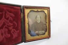 Daguerreotype Photograph Woman with Strabismus in Harp Floral Cover Antique picture