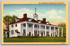 VA George Washington's Mansion Mount Mt. Vernon Virginia Linen Vtg Postcard View picture