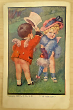 Vintage Postcard c. 1910 Cute Funny Little Boy Girl Angels Dressed like Adults picture