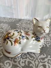 Vintage Aynsley Bone China Cat Trinket Box 