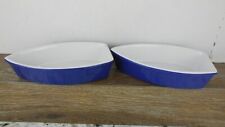 Lot of 2 Chantal boat shaped baking dishes pottery stoeware blue 2 Cups Size picture
