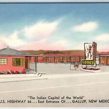 c1940s Gallup, NM Lariat Lodge Motel Route 66 Indian Capital Cowboy Sign PC A225 picture