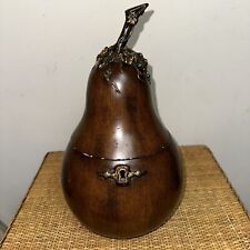 Art Bazar Wooden 13” Pear Tea Caddy Large Brown Retro Inspired Home Kitchen picture