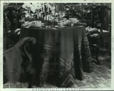 1979 Press Photo Piecework & applique techniques created this tablecloth. picture