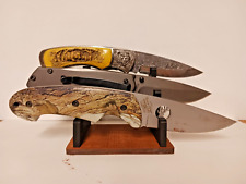 Rustic Knife Display Stand  fixed or folder knives hunter gift holds 3 knives p picture