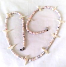 Pueblo Single Strand MOP Sea Shell Carved 11 Fetish Birds Heishe Beads Necklace picture