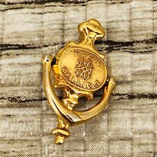 Vtg Avon Calling Gold Tone Door Knocker Sales Rep Lapel Pin Brooch picture
