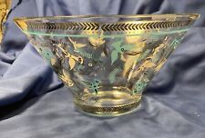 Vintage 1960's George Briard Birds of Paradise Gold Turquois Large Bowl picture
