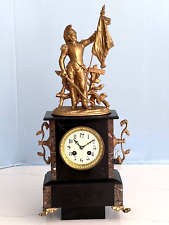 Large 19th C France French Clock Cuirassier Soldier Napoleon War Battle picture