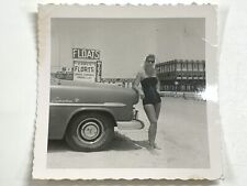 FOUND PHOTO Found Photograph Silver Springs Beach Posing Woman Carls Floats  picture