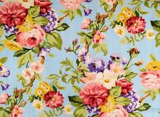 Vtg. Braemore Blue Flower & Vine Drapery & Upholstery Fabric | 10.67 yds. x 56