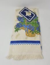 Vintage Stevens Linen Blue Bonnet Flower Kitchen  Dish Towel JC Penney Price Tag picture