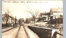 TRICK TROLLEY ON STREET stephensville wi real photo postcard rppc main houses picture